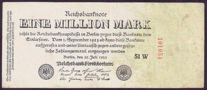 1923 Germany 1 Million Mark (large) L000042